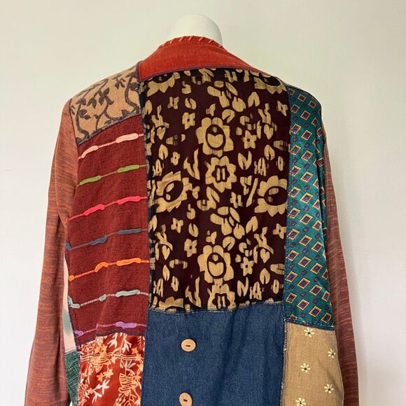 Vintage velvet silk Patchwork chore coat jacket - Picture 6 of 7